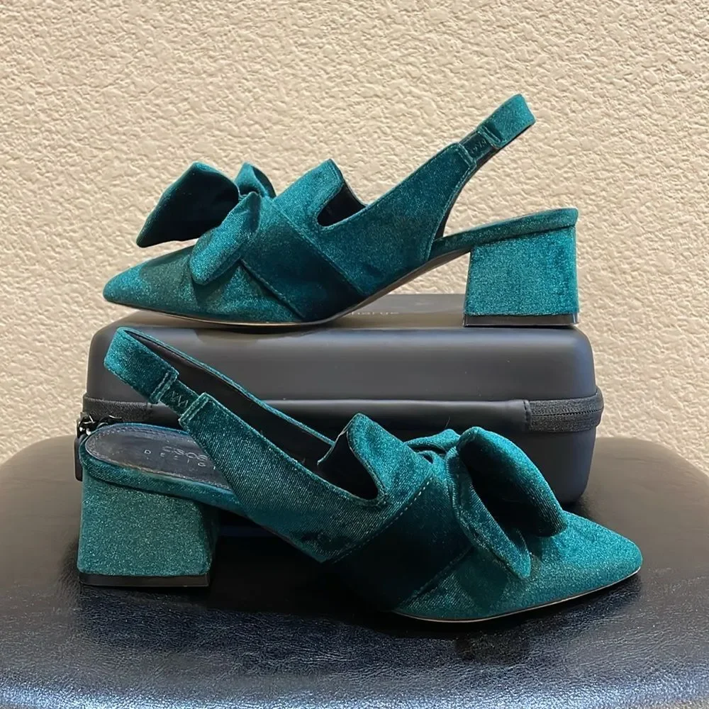 ASOS Design Symphony Velvet Slingback Heels US 7